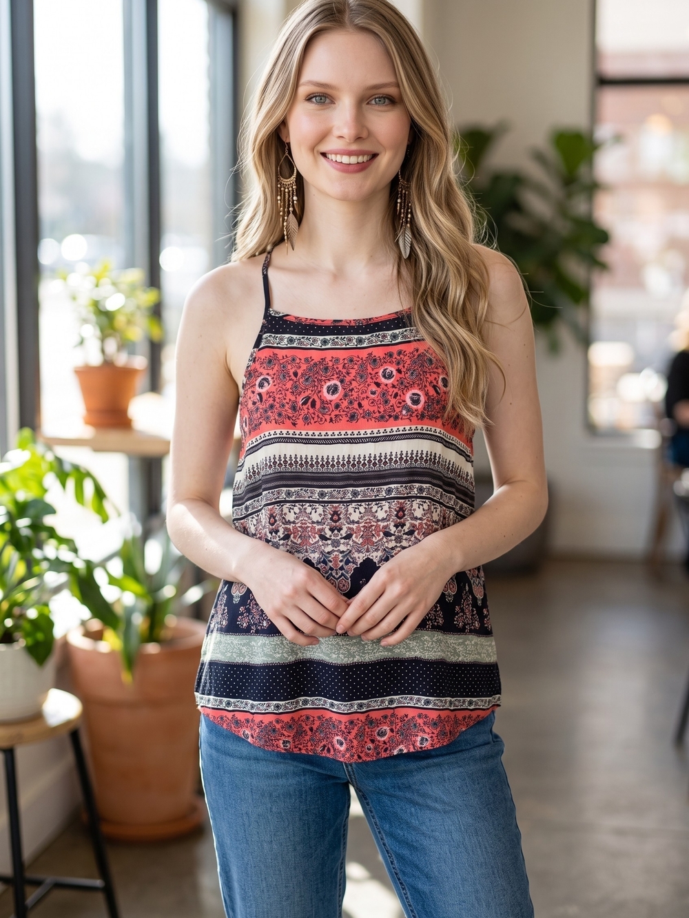 Cotton On Striped Boho Halter Camisole